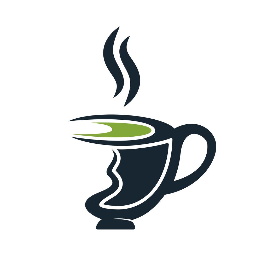 Green tea logo design template. Fresh green Tea cup logo vector design