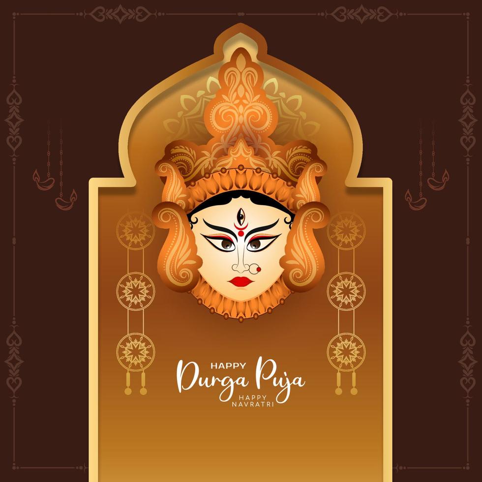 Beautiful Happy navratri and Durga puja festival celebration greeting card vector