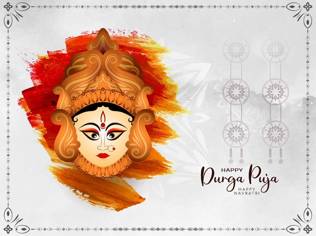 Beautiful Happy navratri and Durga puja festival celebration greeting card vector