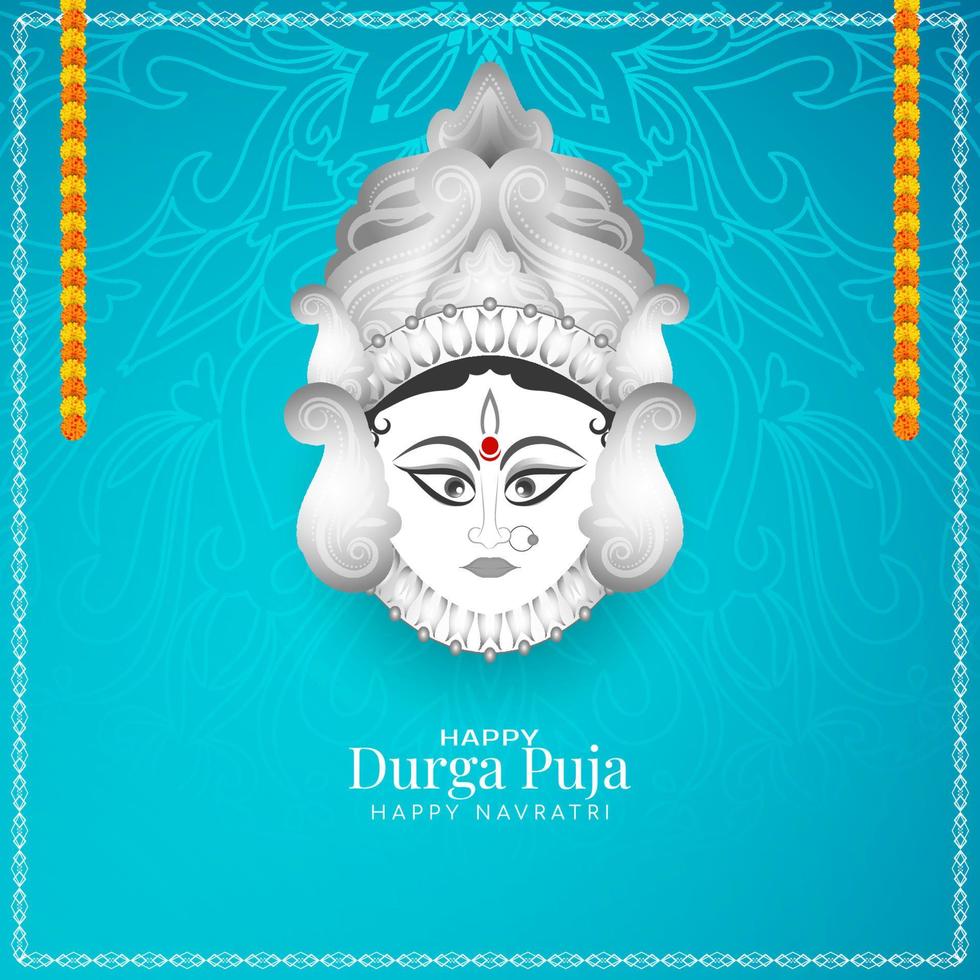 Beautiful Happy navratri and Durga puja festival celebration greeting card vector