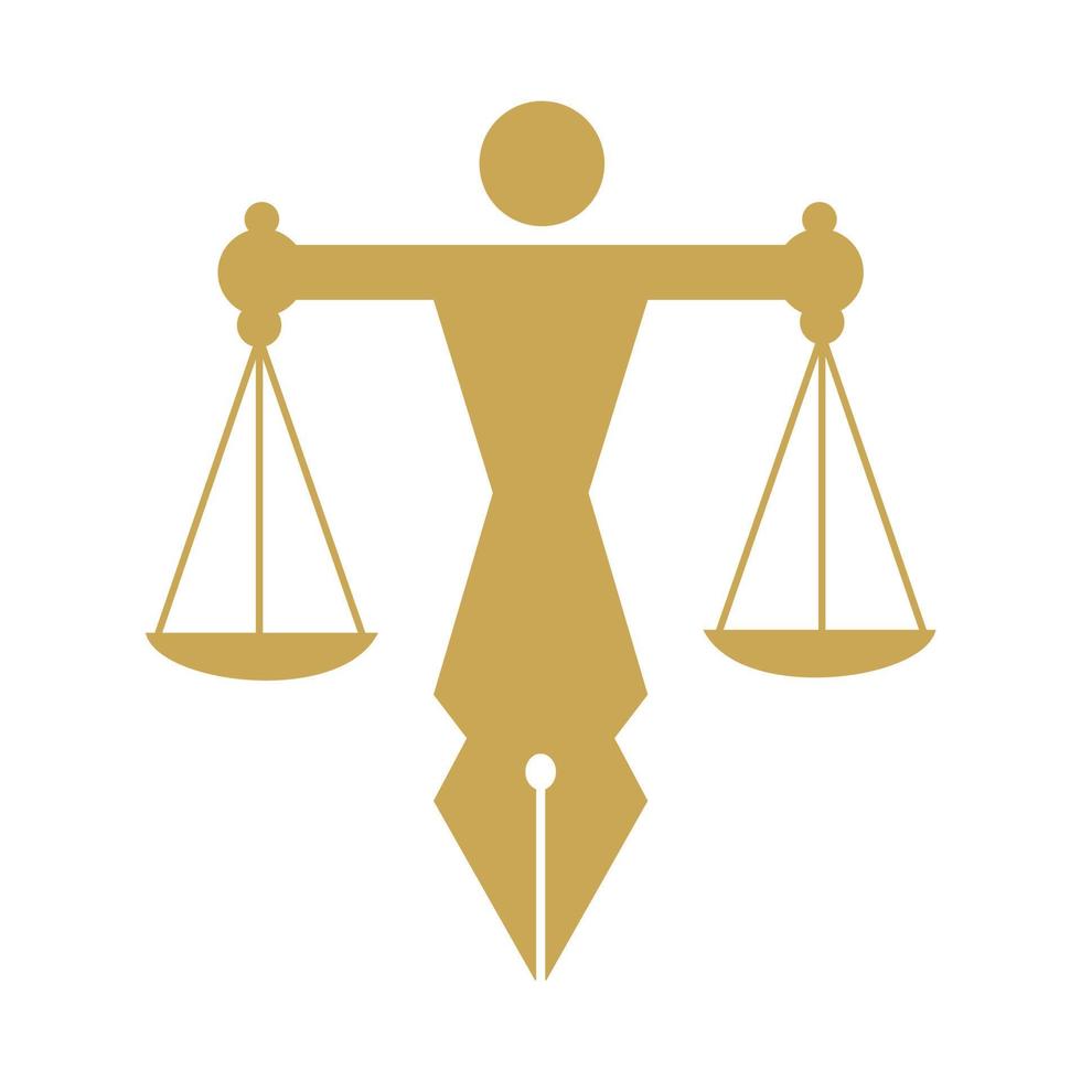 Human justice scale in a pen nib. Logo vector for law, court, justice
