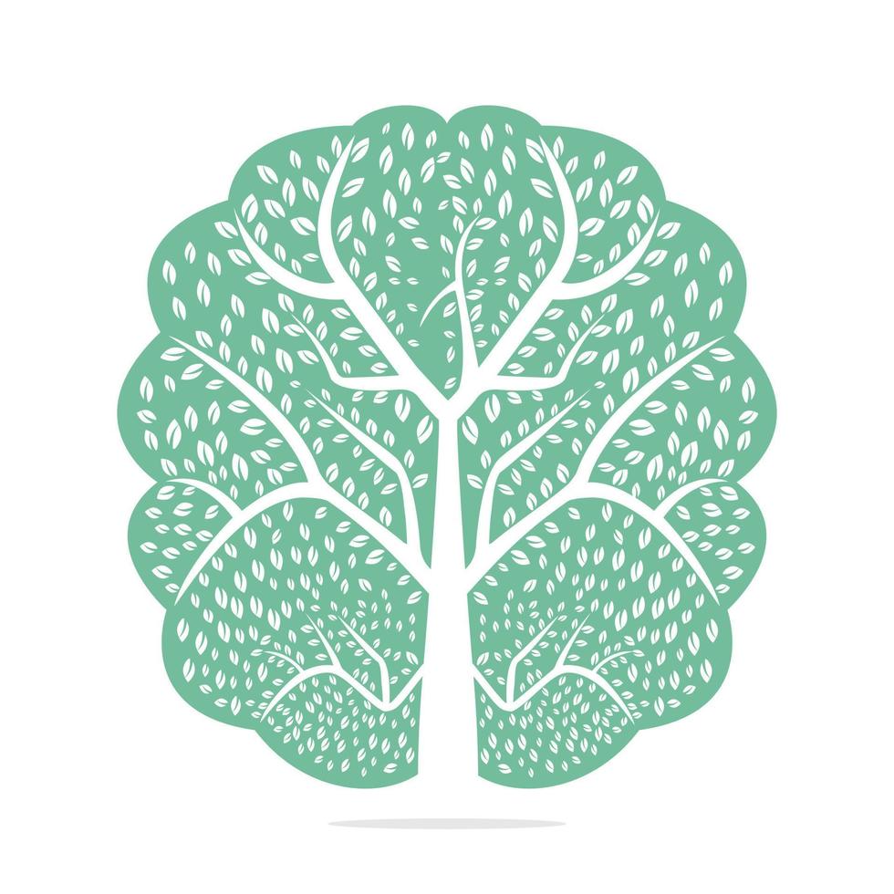 Tree Grow Logo Design. Tree Growing Inside The Brain Icon. vector