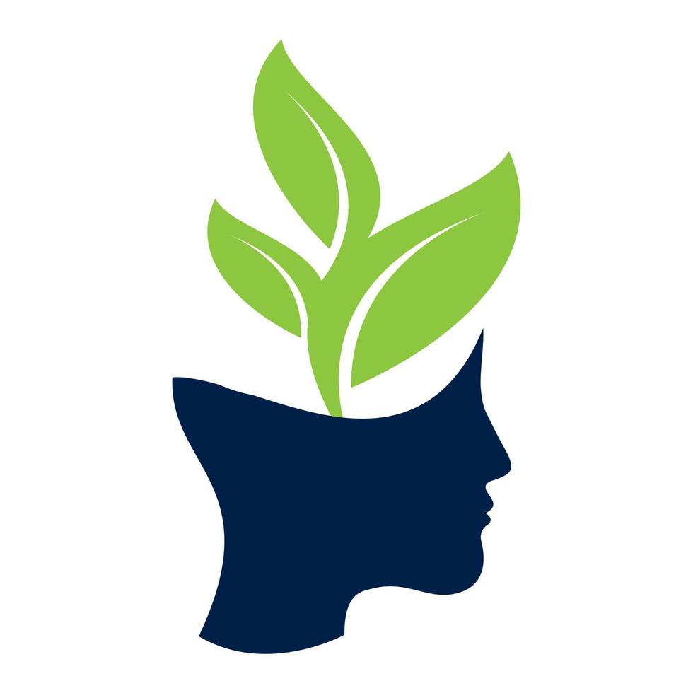 Female head with brain tree logo concept. Organic brain tree mind concept design. vector