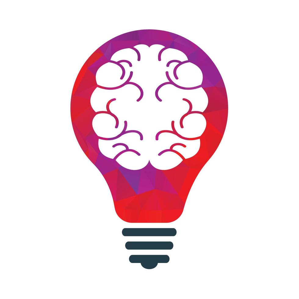 Creative brain with idea bulb lam vector. think logo vector template.