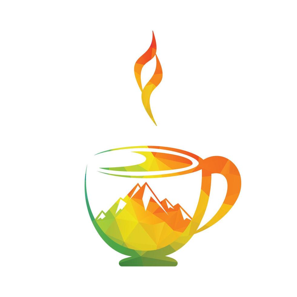 vector de diseño de logotipo de café de montaña. diseño de plantilla de logotipo de montaña de café.