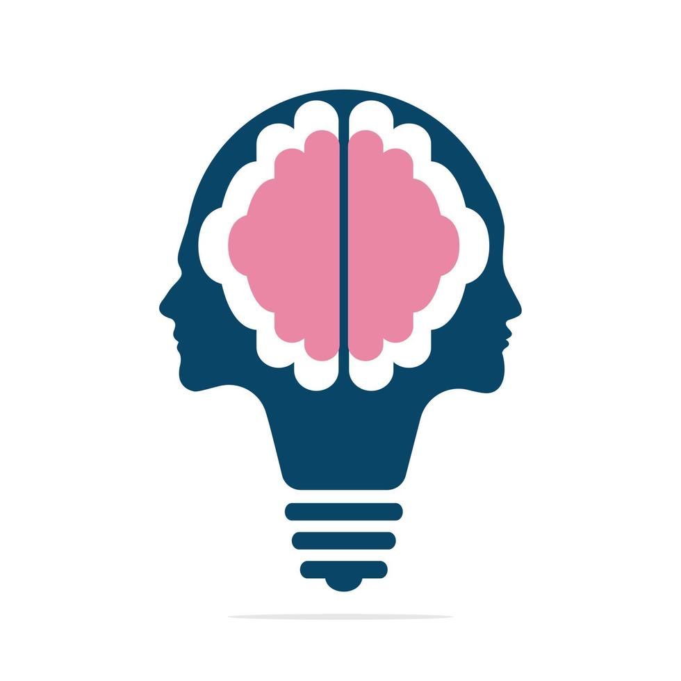 Human face and brain in bulb shape. male female both in bulb shape. vector