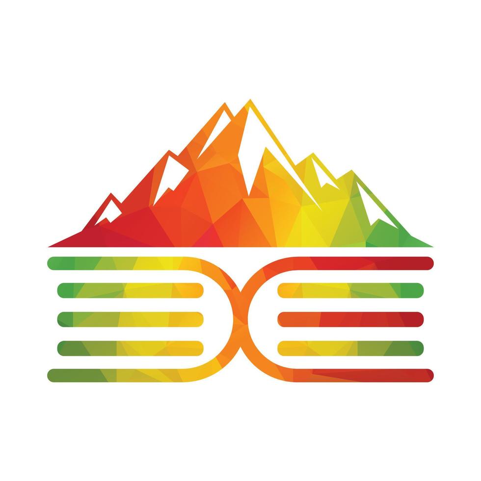 Mountain book vector logo design. Study about nature vector template design.