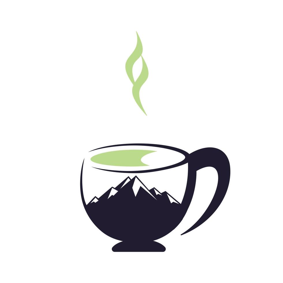 vector de diseño de logotipo de café de montaña. diseño de plantilla de logotipo de montaña de café.