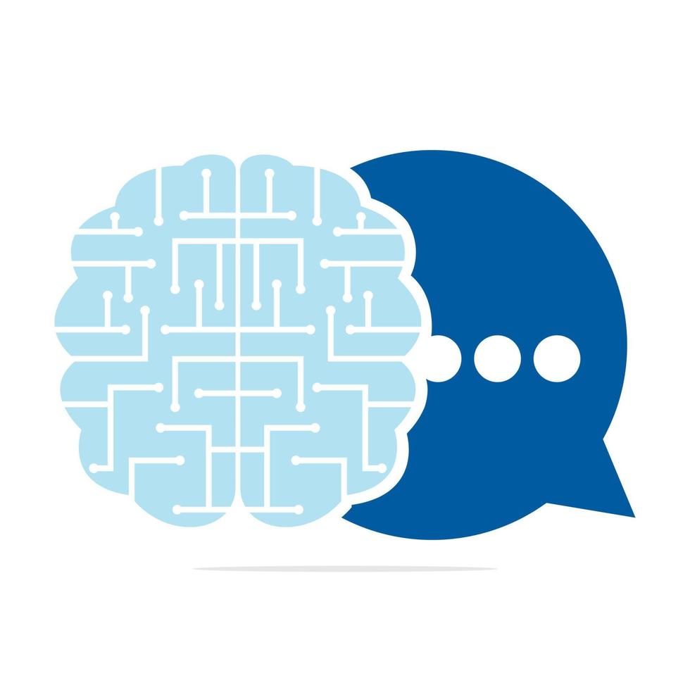 plantilla de diseño de logotipo de chat cerebral. mente con símbolo de chat. vector