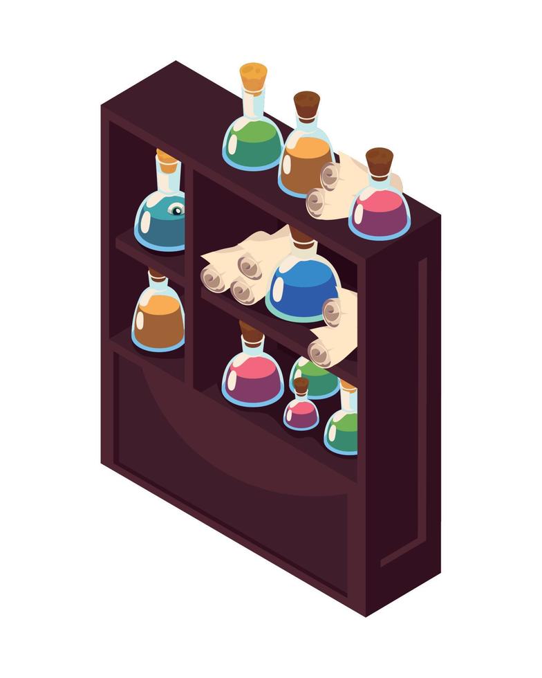 shelf with magic potions vector