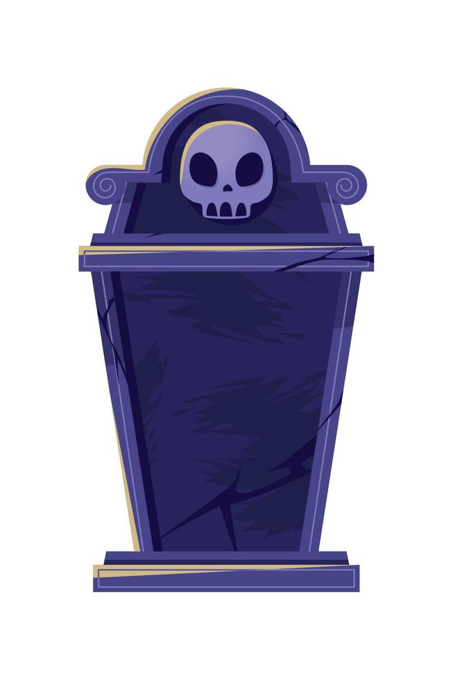 lápida de halloween y calavera vector