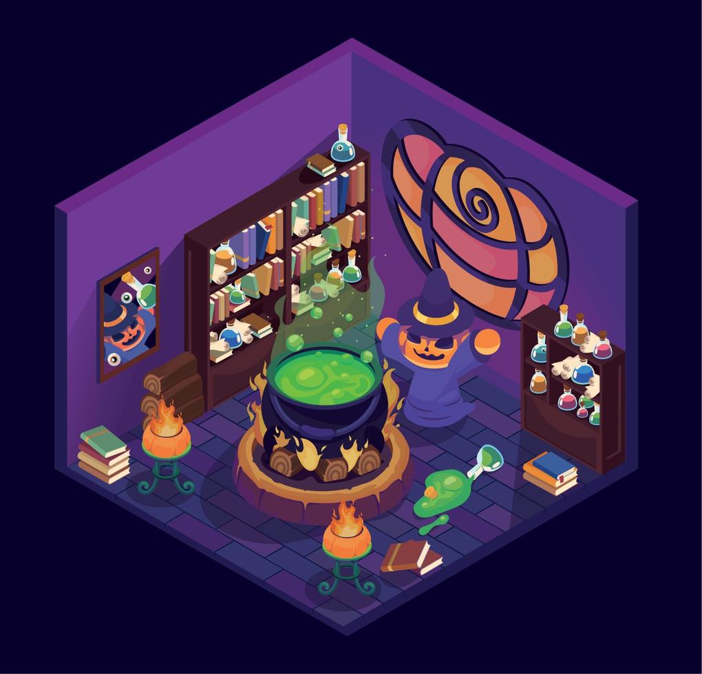 witch house with stuff for magic vector