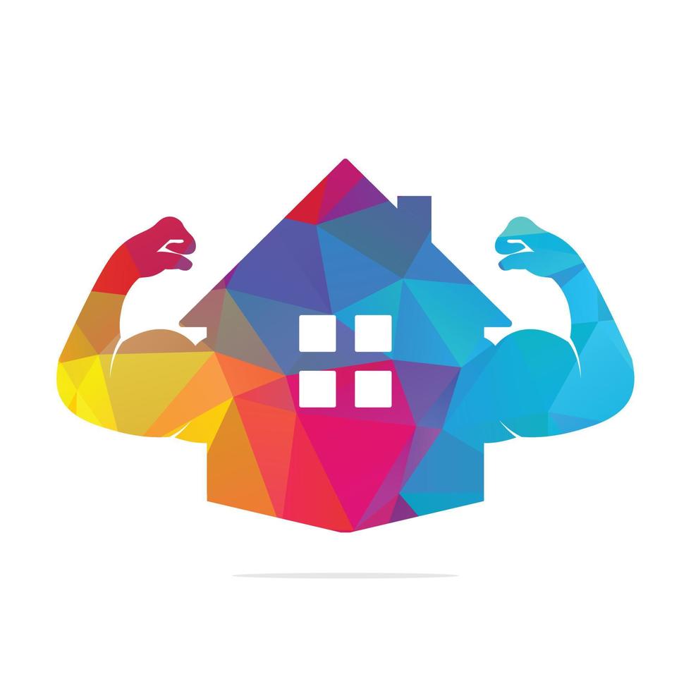 Muscular arm and house vector logo design. Strong construction compony logo.