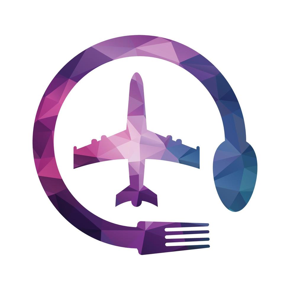 diseño de concepto de logotipo de comida de pista. plantilla de diseño de logotipo de avión de alimentos. vector