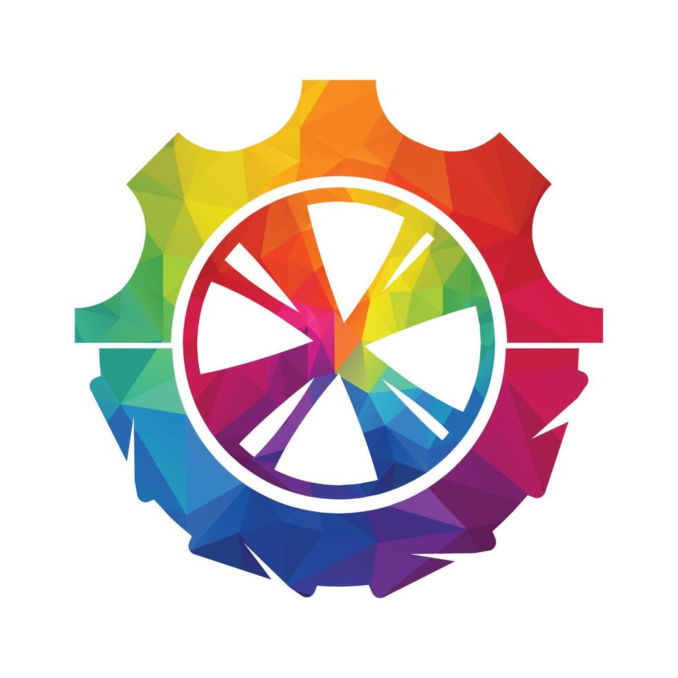 wheel and gear logo combination. Tire and gear icon vector logo design.