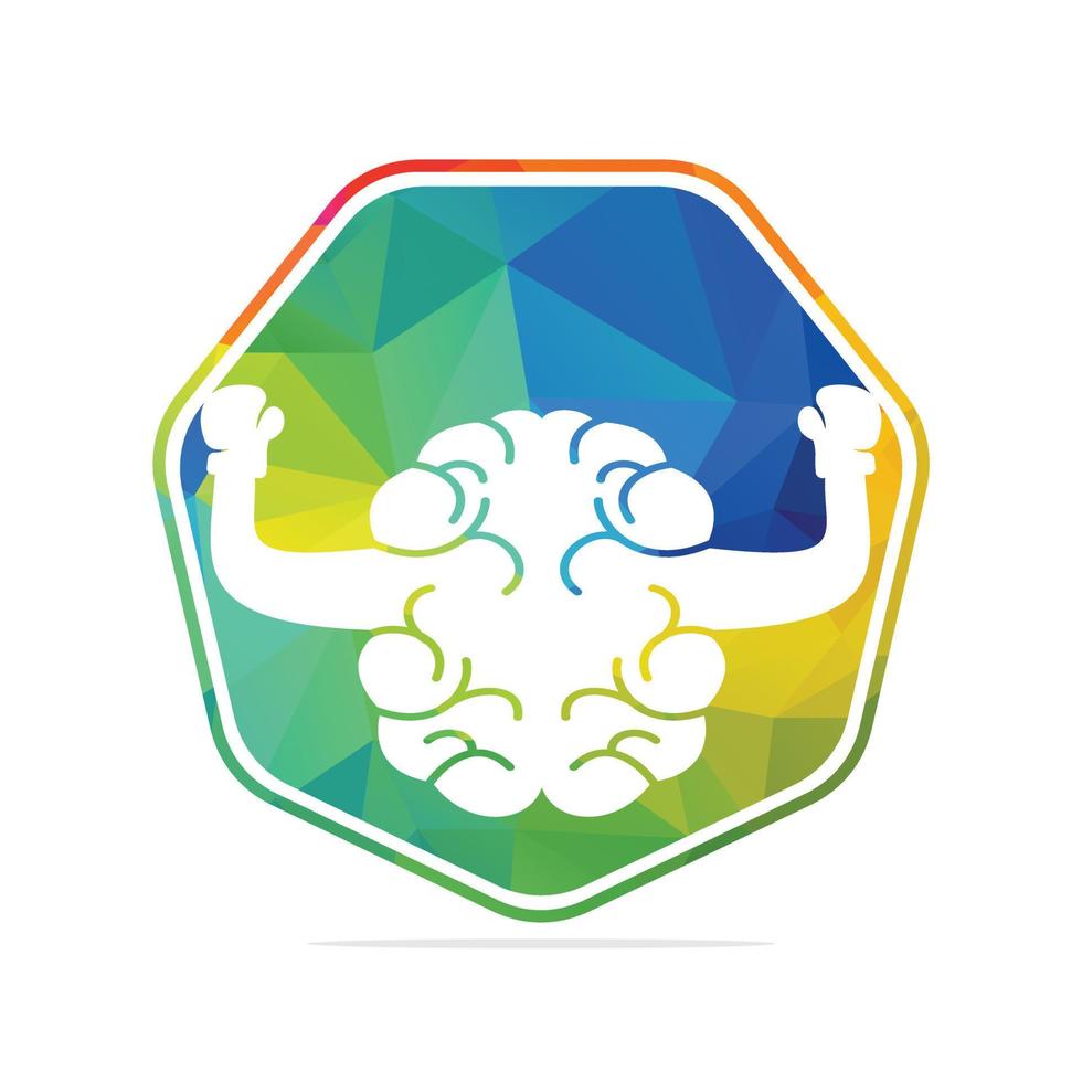 diseño de concepto de logotipo de boxeo cerebral. diseño vectorial del logotipo del cerebro de potencia. vector