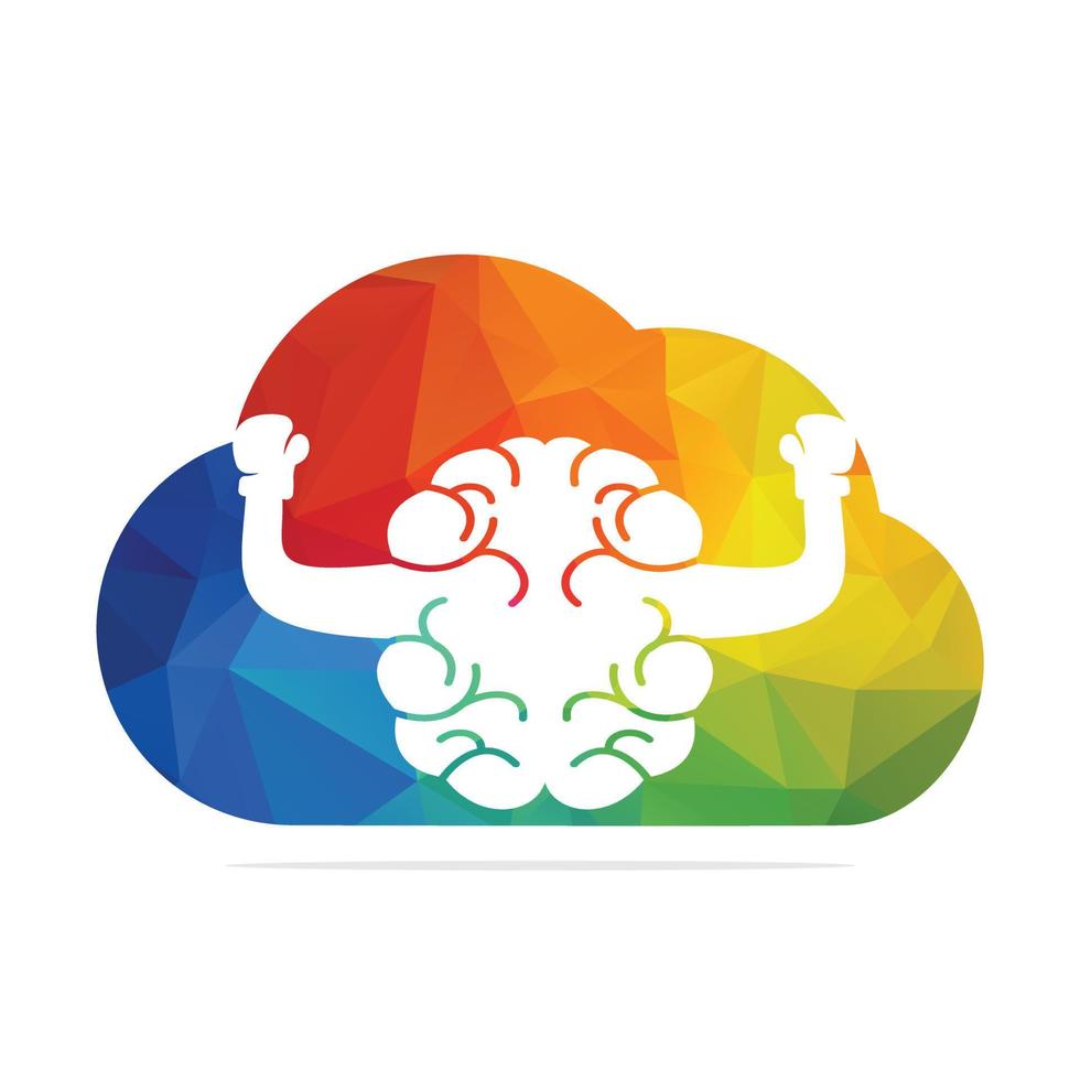 Boxing brain in cloud shape logo concept design. Cloud brain logo vector design.