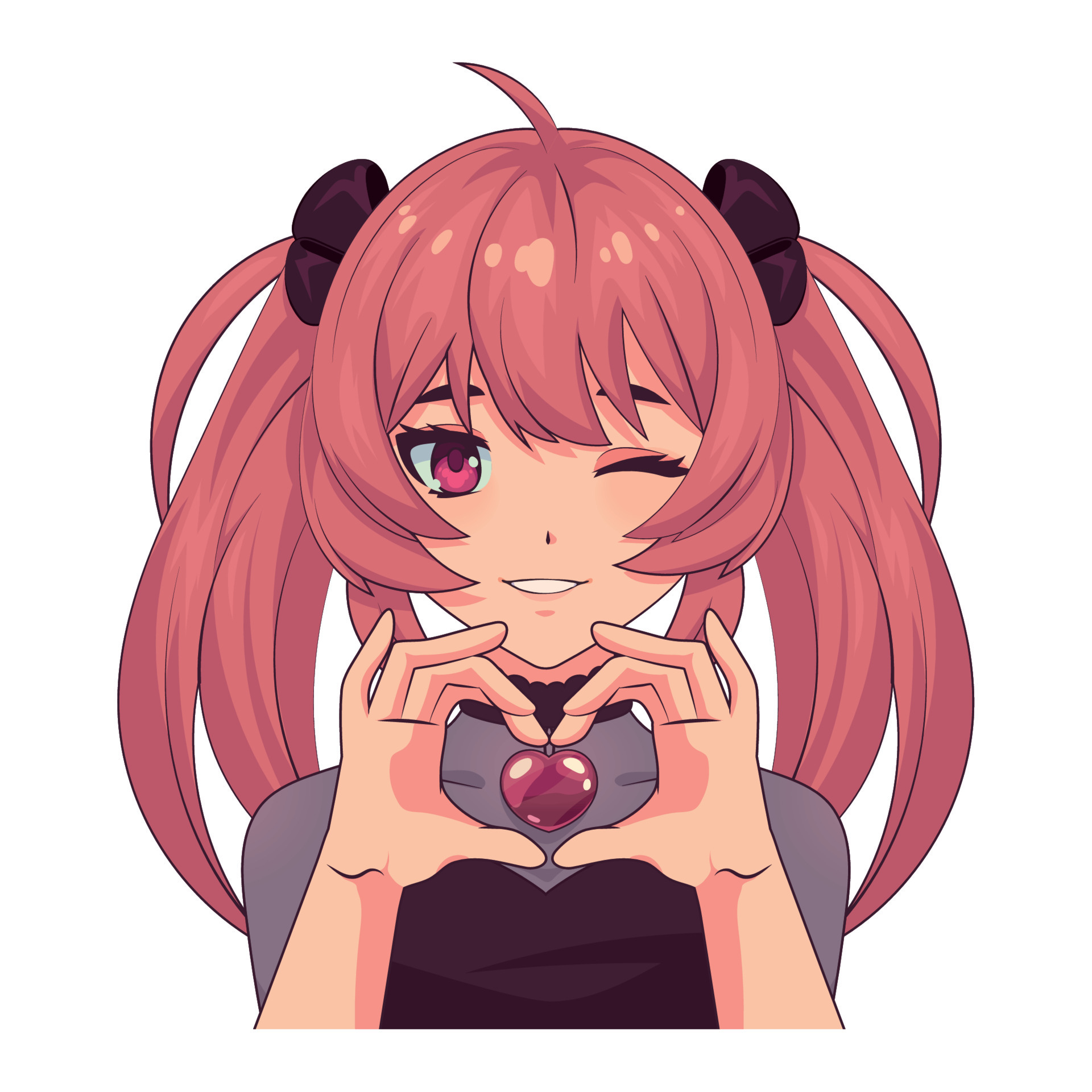 Premium Vector  Anime girl with heart