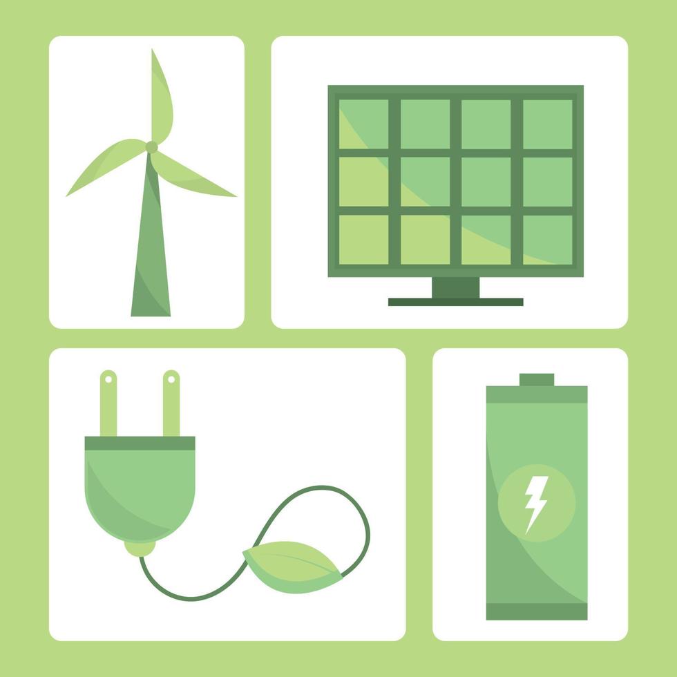 conjunto de iconos de energía verde vector