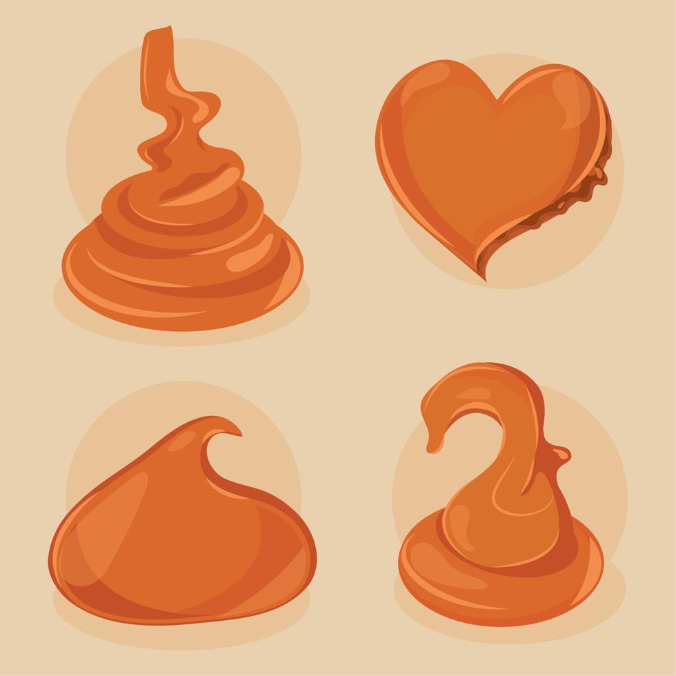 caramel icons collection vector