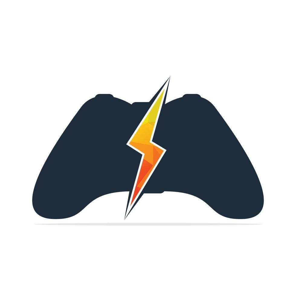Lightning Bolt gaming logo vector. Joystick logo combination with thunder. vector