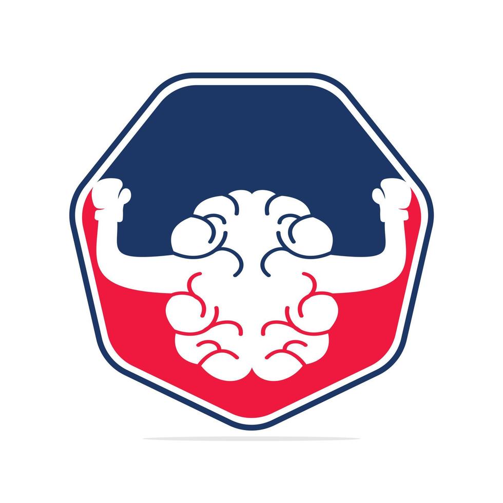 Brain boxing logo concept design. Power brain logo vector design.