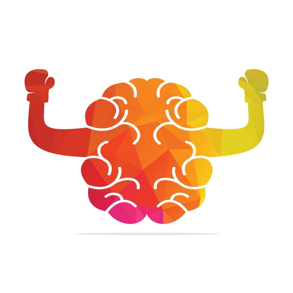 diseño de concepto de logotipo de boxeo cerebral. diseño vectorial del logotipo del cerebro de potencia. vector