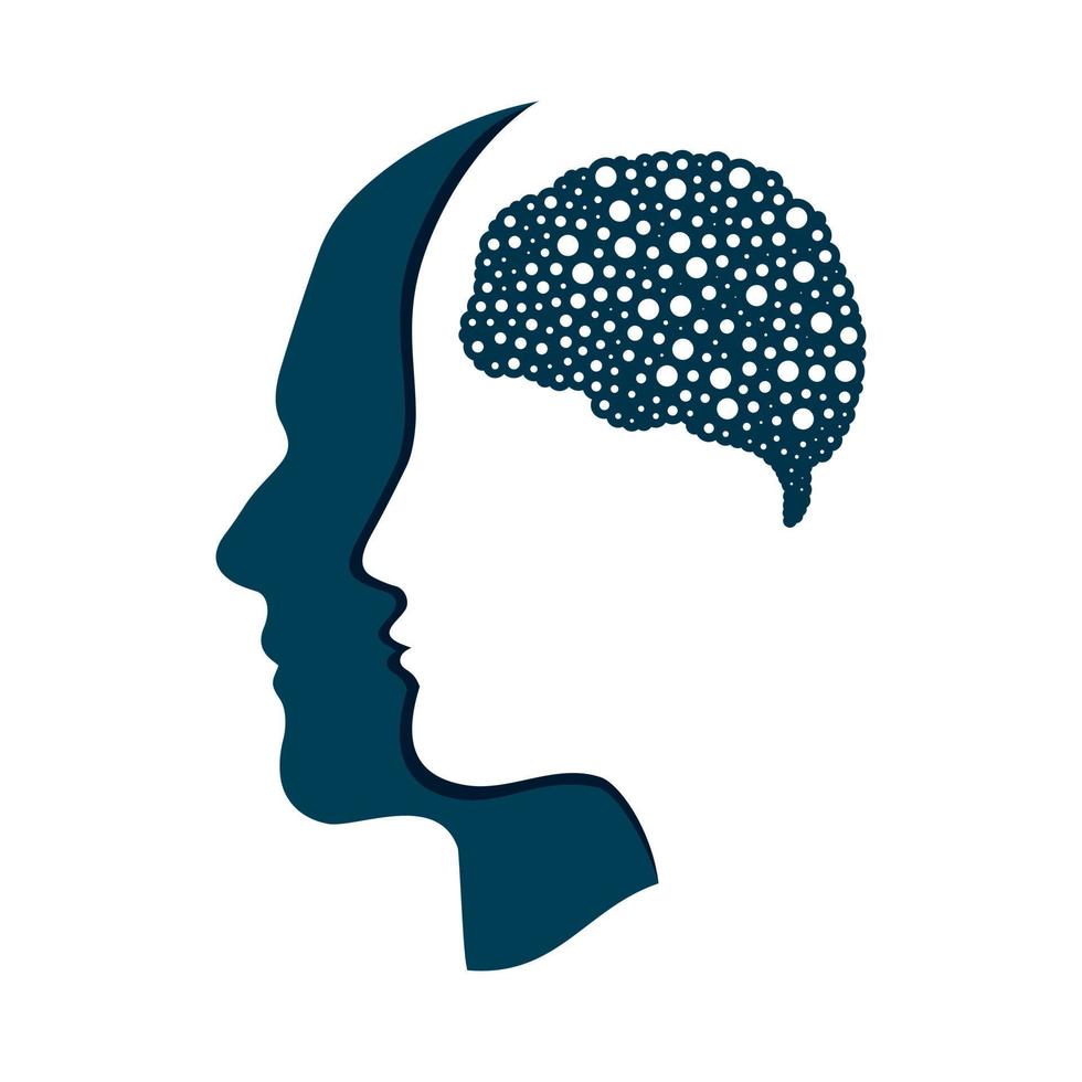 Two profiles link between them. Therapy sign. man and woman face and brain vector. vector