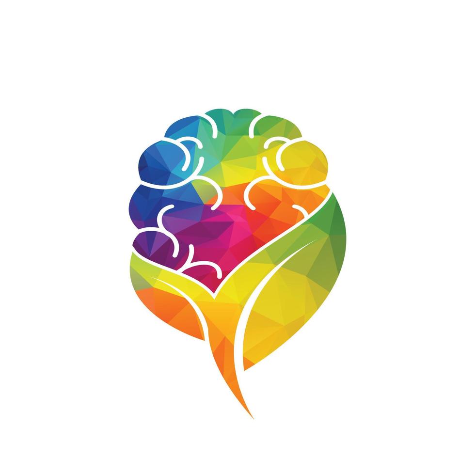 Brain and leaf logo combination vector design. Organic brain logo vector design.