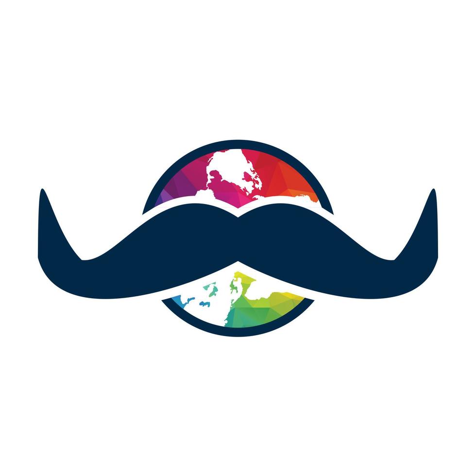 bigote y logo global. diseño de concepto de logotipo del día mundial del padre. vector