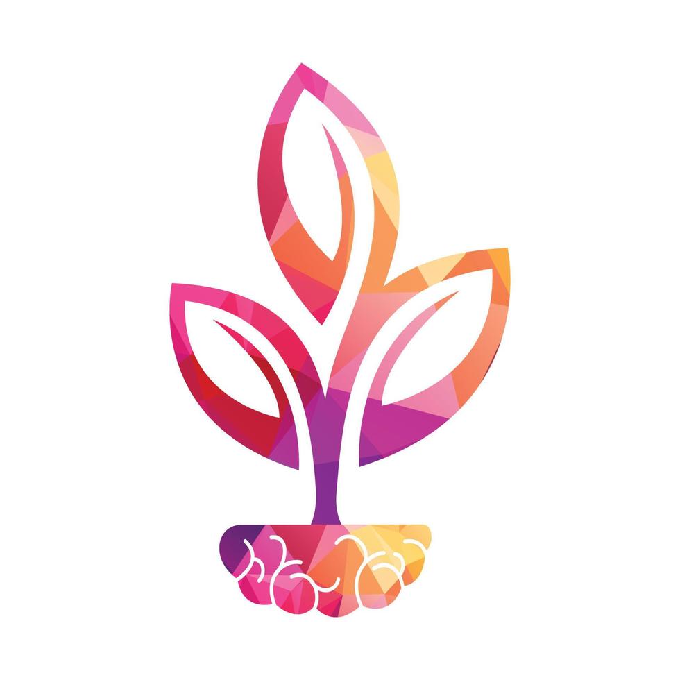 Brain Tree Grow Logo Design. Tree Growing Inside The Brain Icon. vector