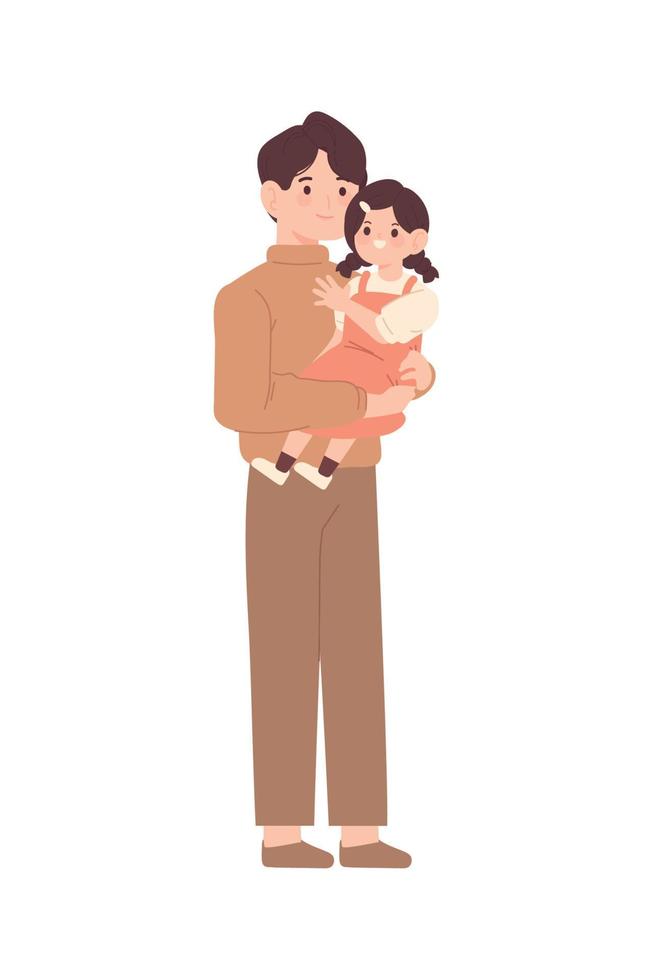 korean father and daughter vector