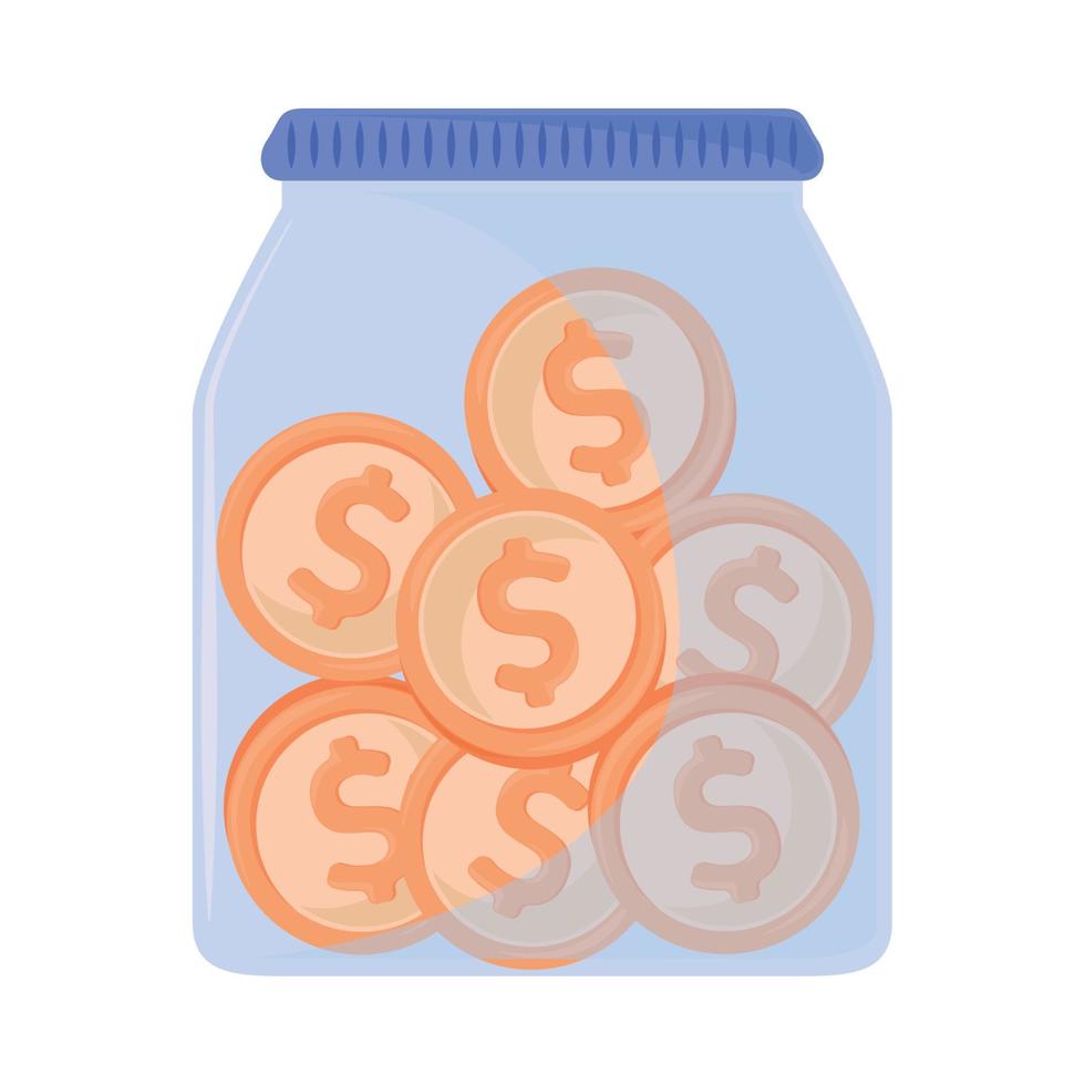 saving and investing money, jar with coins vector