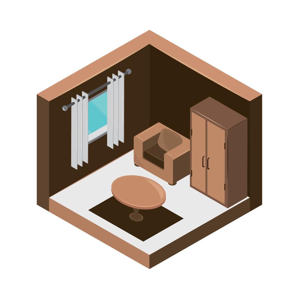 isometric living room interior vector