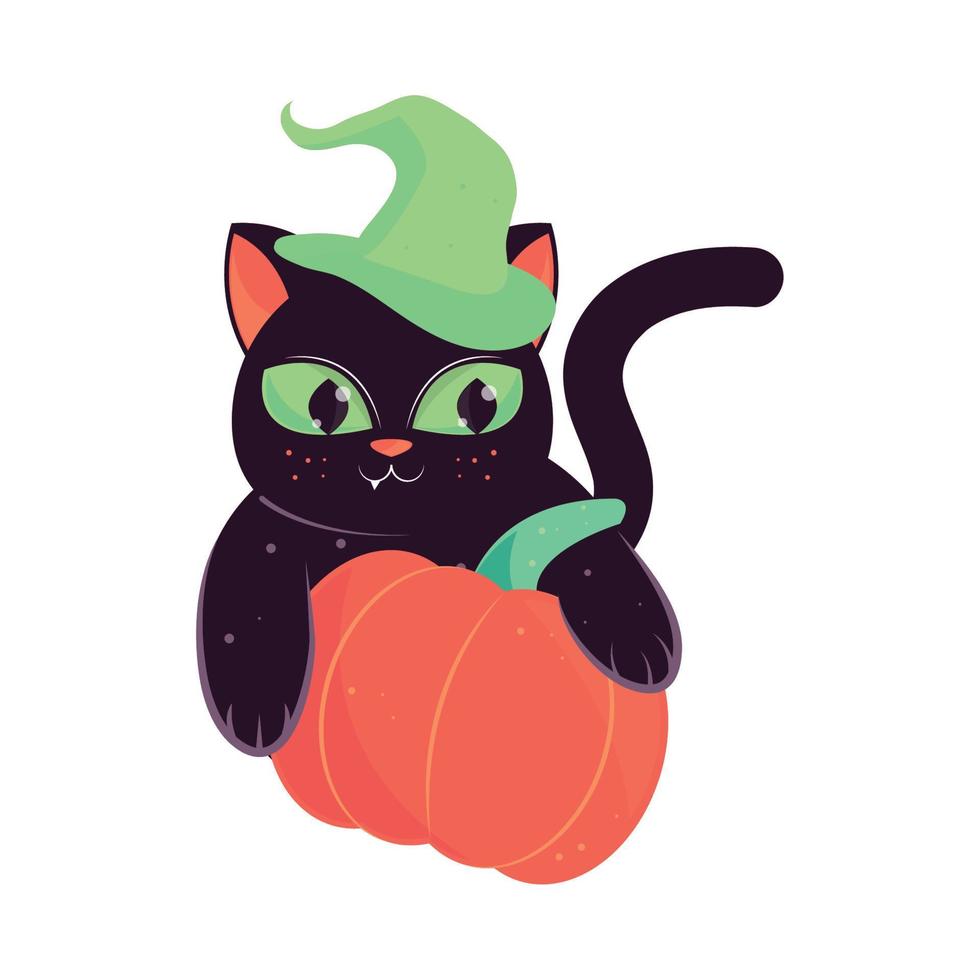 halloween cartoon cat vector