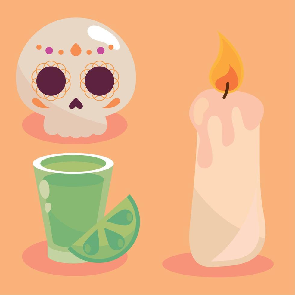 día de los muertos, iconos vectoriales vector