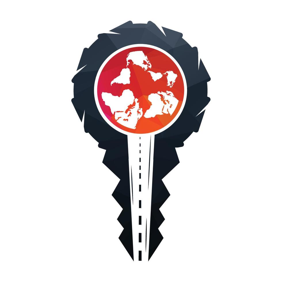 International Driving school logo design. Car key with road and steering wheel icon. vector