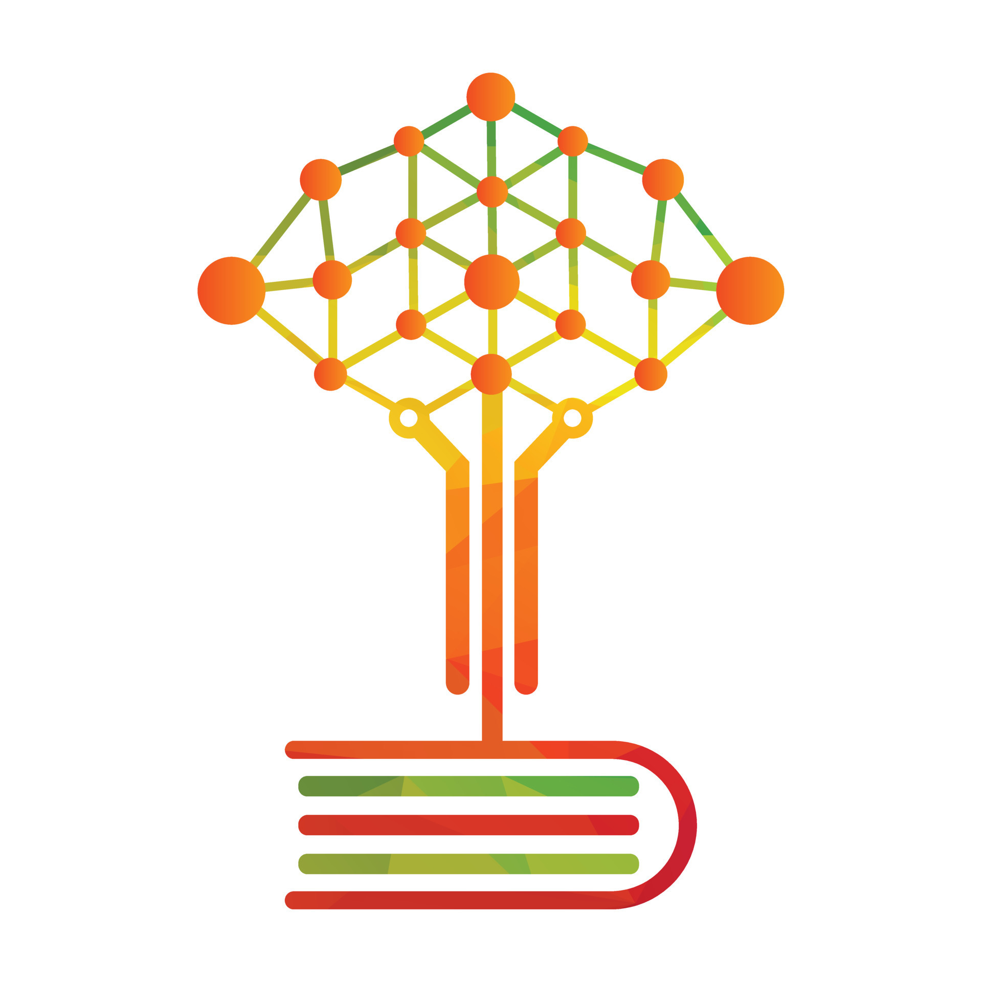 Book and Connection tree logo. Communication tree with book concept