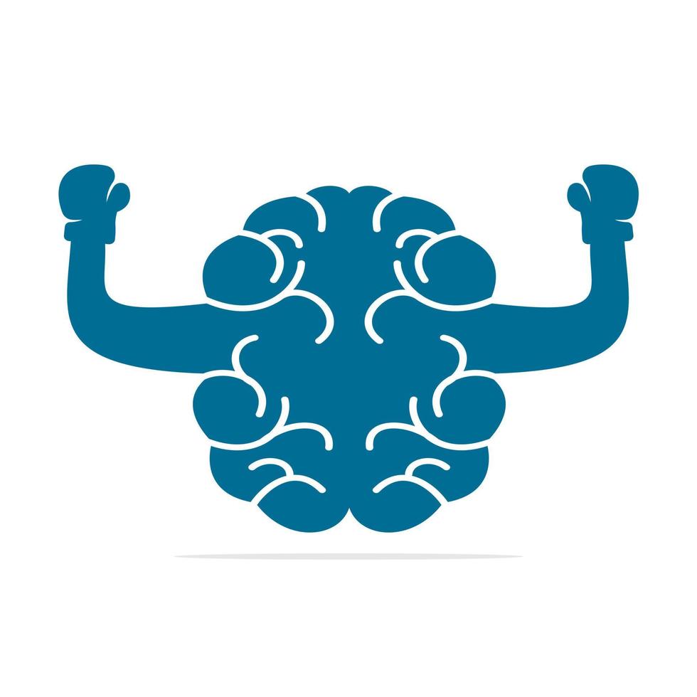 Brain boxing logo concept design. Power brain logo vector design.