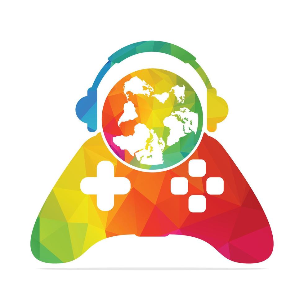 diseño de vector de logotipo de podcast de juego global. diseño de plantilla vectorial de podcast de juegos internacionales.