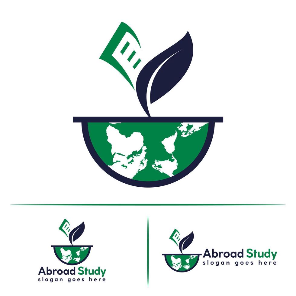 Earth book logo design concepts. Green School Logo Vector Template Design Illustration.