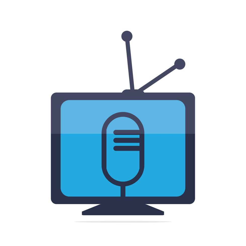 diseño de logotipo de vector de podcast de tv. icono de podcast de televisión. concepto de logotipo de podcast de vídeo digital.