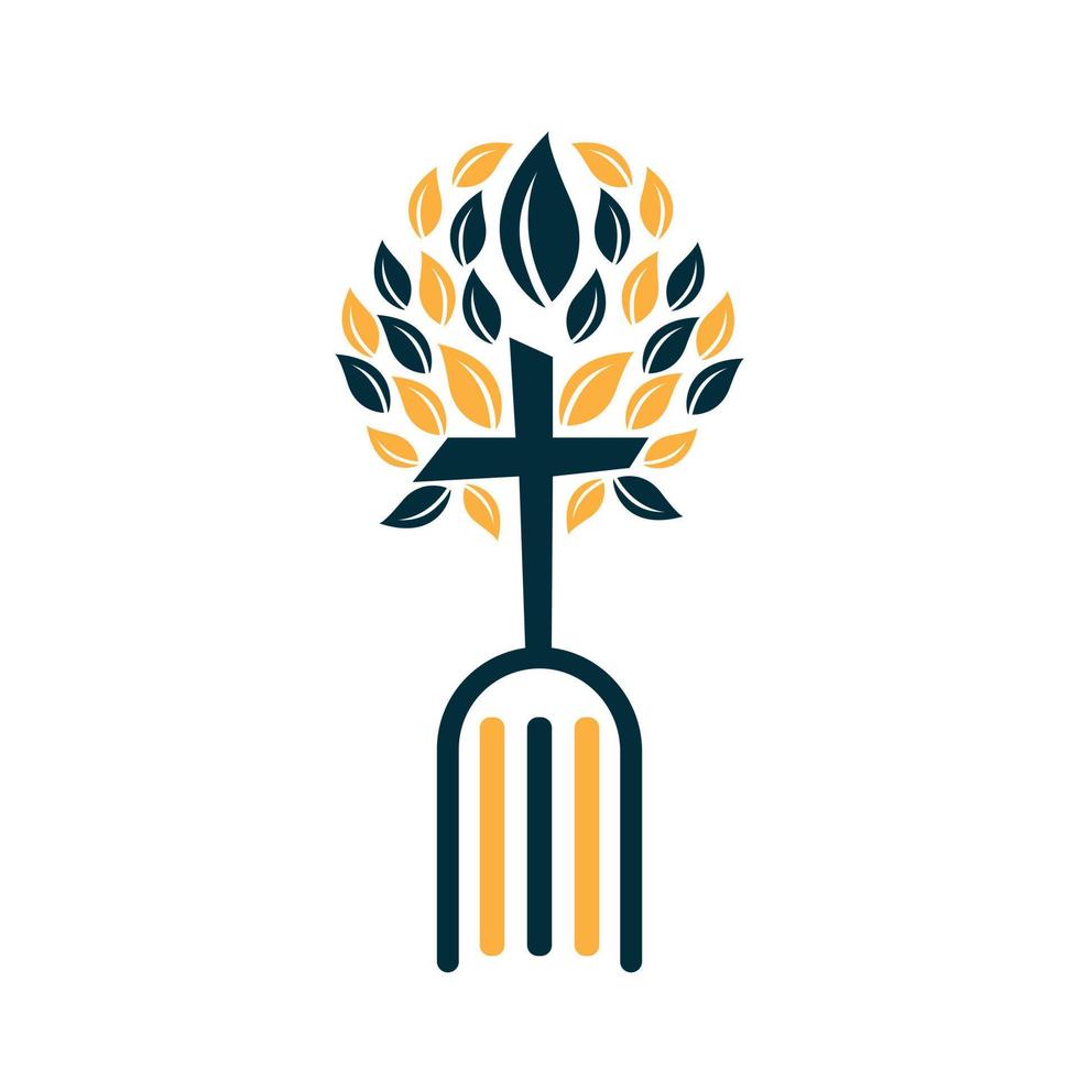 diseño del logotipo del árbol cruzado de la biblia. diseño de plantilla de vector de cruz de árbol de iglesia cristiana.