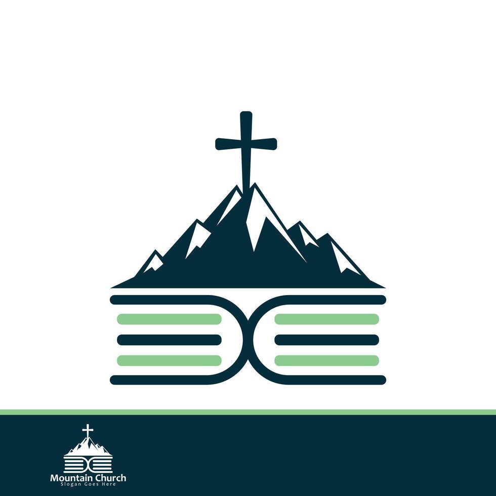 Baptist cross in mountain logo design. Cross on top of the mountain. vector