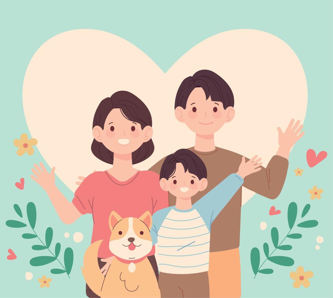 familia feliz coreano vector