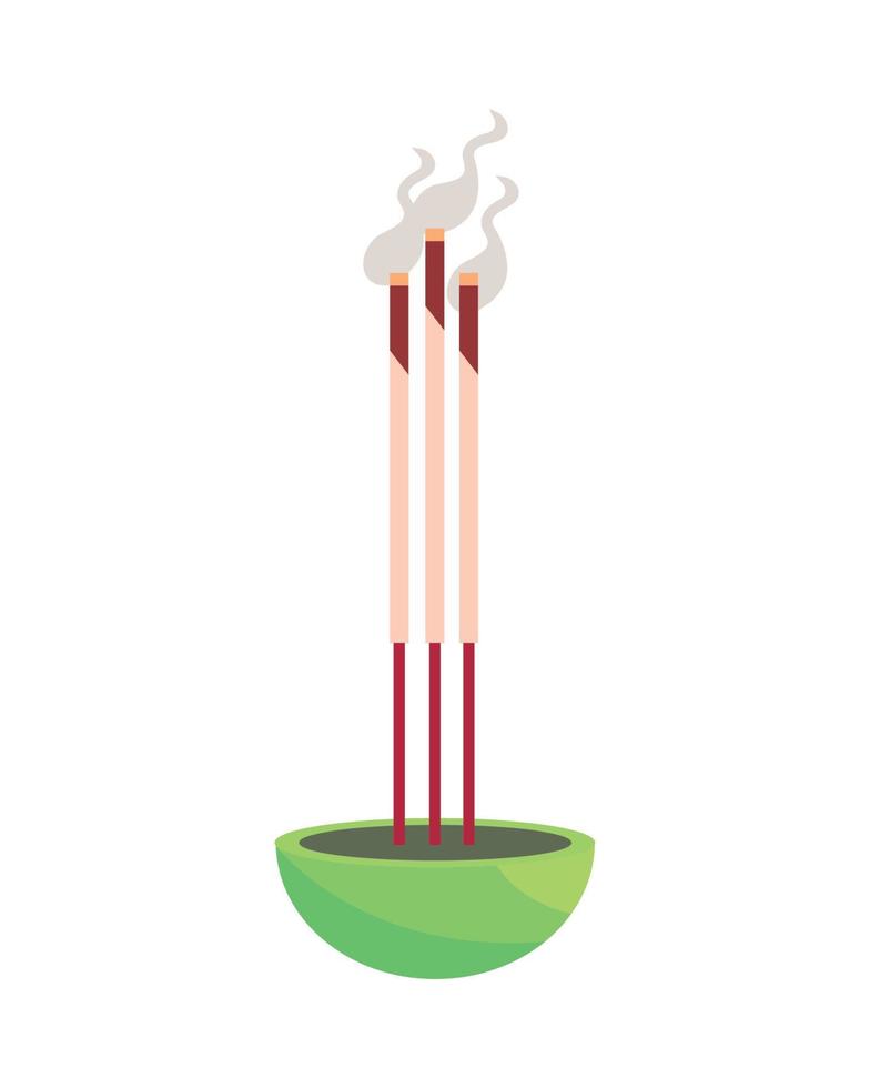 burning incense sticks vector