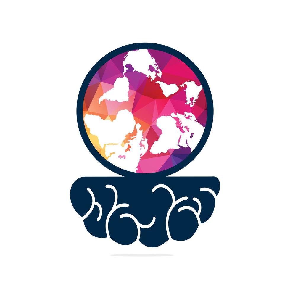 diseño de vector de logotipo de cerebro global. concepto de inteligencia mundial.