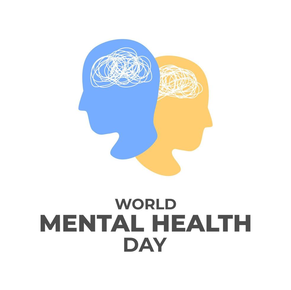 ilustración de plantilla de vector simple de fondo de cartel de salud mental mundial para crear conciencia sobre la salud mental en octubre