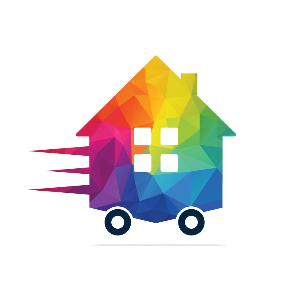 Home Delivery Logo Design. House with tire motion logo template. vector