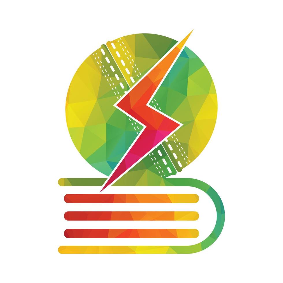 Cricket Ball thunder vector logo design. Cricket club vector logo with lightning bolt design.
